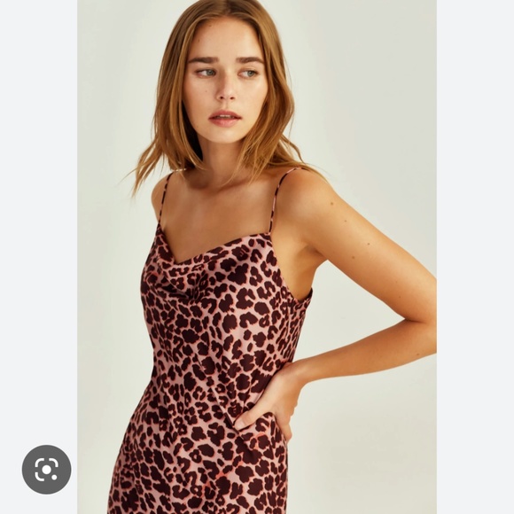 the fifth label animal print pink satin midi dress - Picture 2 of 6